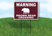 WARNING BROWN BEAR CROSSING TRAIL Yard Sign Road with Stand LAWN SIGN