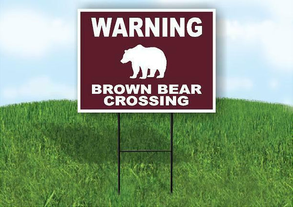 WARNING BROWN BEAR CROSSING TRAIL Yard Sign Road with Stand LAWN SIGN