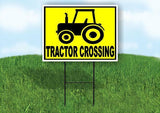 TRACTOR CROSSING YELLOW Yard Sign Road with Stand LAWN SIGN