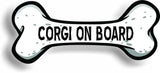 Dog on Board Corgi Bone Car Magnet Bumper Sticker 3"x7"