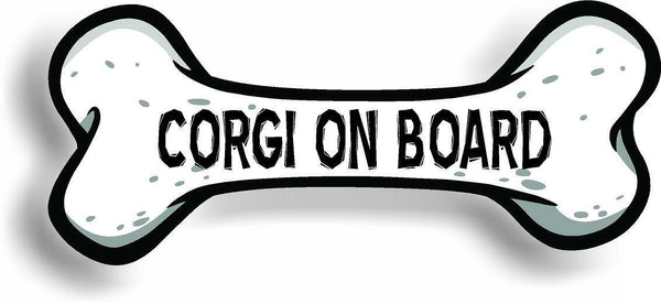 Dog on Board Corgi Bone Car Magnet Bumper Sticker 3"x7"