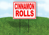 CINANMON ROLLS RED WHITE Yard Sign Road with Stand LAWN SIGN