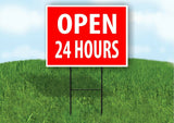 OPEN 24 HOURS TIME RED Plastic Yard Sign ROAD SIGN with Stand