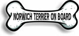 Dog on Board Norwich Terrier Bone Car Magnet Bumper Sticker 3"x7"