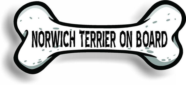 Dog on Board Norwich Terrier Bone Car Magnet Bumper Sticker 3"x7"