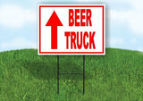 BEER TRUCKS STRAIGHT arrow red Yard Sign with Stand LAWN SIGN