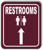 RESTROOMS DIRECTIONAL UP ARROW CAMPING Aluminum composite sign