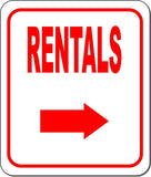 RENTALS DIRECTIONAL RED 8 Arrow Variations Metal Aluminum composite sign