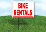 BIKE Rentals RED Yard Sign Road with Stand LAWN SIGN
