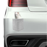 American Eskimo Dog in pocket Fridge Car Magnet Bumper Sticker App size 4"x7"