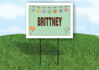 BRITTNEY WELCOME BABY GREEN  18 in x 24 in Yard Sign Road Sign with Stand