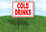 COLD Drinks RED Plastic Yard Sign ROAD SIGN with Stand