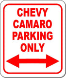 CHEVY CAMARO Parking Only Right and Left Arrow Metal Aluminum Composite Sign
