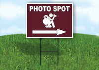 PHOTO SPOT RIGHT ARROW BROWN Yard Sign Road with Stand LAWN SIGN Single sided