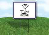 FREE WIFI  BLUE BORDER Yard Sign Road with Stand LAWN SIGN