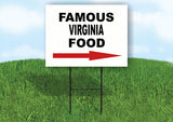 VIRGINIA FAMOUS FOOD RIGHT ARROW Yard Sign w Stand LAWN SIGN Single