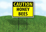 CAUTION HONEY BEES YELLOW Plastic Yard Sign ROAD SIGN with Stand
