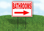 BATHROOMS RIGHT arrow red Yard Sign Road with Stand LAWN SIGN Single sided