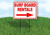 SURF BOARD RENTALS RIGHT ARROW Yard Sign Road with Stand LAWN SIGN Single sided