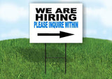 NOW HIRING BLUE AND BLACK RIGHT Yard Sign Road with Stand LAWN SIGN Single sided