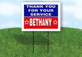 BETHANY THANK YOU SERVICE 18 in x 24 in Yard Sign Road Sign with Stand