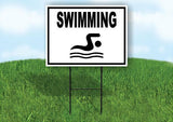 SWIMMING WITH BORDER Yard Sign with Stand LAWN SIGN