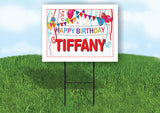TIFFANY HAPPY BIRTHDAY BALLOONS 18 in x 24 in Yard Sign Road Sign with Stand