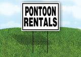 PONTOON RENTALS BLACK BORDER Yard Sign with Stand LAWN SIGN