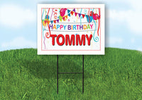 TOMMY HAPPY BIRTHDAY BALLOONS 18 in x 24 in Yard Sign Road Sign with Stand