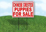 Chinese Crested PUPPIES FOR SALE RED Yard Sign Road with Stand LAWN SIGN