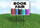 BOOK FAIR COLOR BOOKS Yard Sign with Stand LAWN SIGN