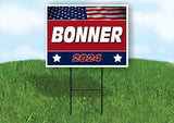 BONNER FLAG RED 2024 18inx24in Yard Road Sign w/ Stand