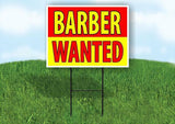 BARBER WANTED RED AND YELLOW Yard Sign Road with Stand LAWN SIGN