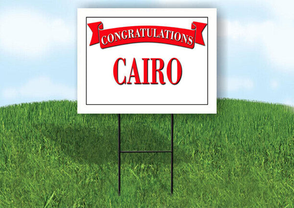 CADEN CONGRATULATIONS RED BANNER 18in x 24in Yard sign with Stand