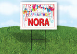 NORA HAPPY BIRTHDAY BALLOONS 18 in x 24 in Yard Sign Road Sign with Stand