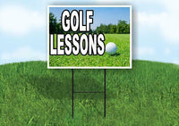 GOLF LESSONS WITH GOLF BALL Yard Sign Road with Stand LAWN SIGN