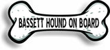 Dog on Board Bassett Hound Bone Car Magnet Bumper Sticker 3"x7"