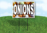 ONIONS WITH ONION BACKGROUND Plastic Yard Sign ROAD SIGN with Stand