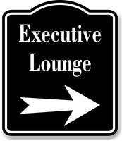 Executive Lounge Right Arrow BLACK Aluminum Composite Sign