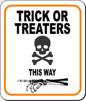 TRICK OR TREATERS SKULL THIS WAY LEFT Metal Aluminum Composite Sign