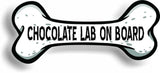 Dog on Board Chocolate Lab Bone Car Magnet Bumper Sticker 3"x7"