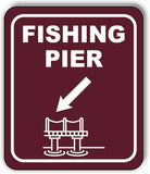 FISHING PIER DIRECTIONAL 45 DEGREES DOWN LEFT ARROW Aluminum composite sign