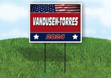 VANDUSEN-TORRES FLAG RED 2024 18inx24in Yard Road Sign w/ Stand