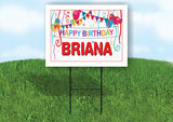 BRIANA HAPPY BIRTHDAY BALLOONS 18 in x 24 in Yard Sign Road Sign with Stand