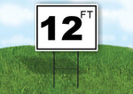 12 ft pool depth BLACK WHITE 18inx24in Yard Road Sign w/ Stand