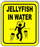JELLYFISH IN WATER DANGER SAFETY YELLOW Metal Aluminum composite sign