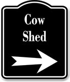 Cow Shed Right Arrow BLACK Aluminum Composite Sign
