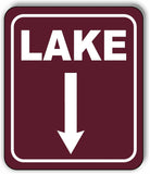 LAKE DIRECTIONAL DOWN ARROW CAMPING Aluminum composite sign