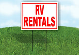 RV Rentals RED Yard Sign Road with Stand LAWN SIGN