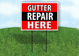 GUTTER REPAIR HERE BLACK STRIPE Plastic Yard Sign ROAD SIGN with Stand